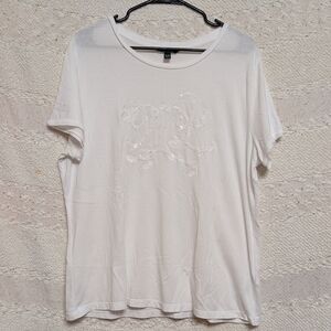 Lauren Ralph Lauren Women's White Sequin Monogram T Shirt Size XL